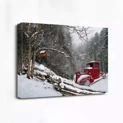 Red Winter Truck Canvas Art Print