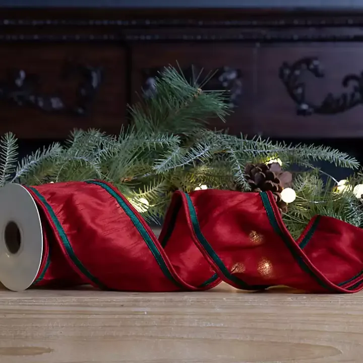 Red with Green Trim 5 yard Christmas Ribbon