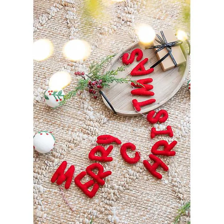 Red Wool Merry Christmas Banner