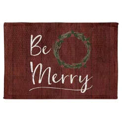Red Wreath Be Merry Accent Rug