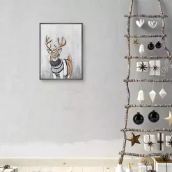 Reindeer in a Sweater Framed Canvas Art Print