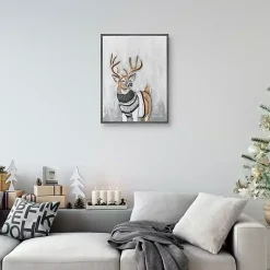 Reindeer in a Sweater Framed Canvas Art Print