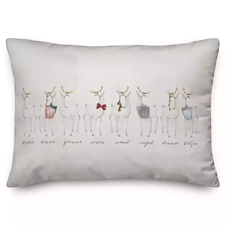 Reindeer Lineup Christmas Pillow