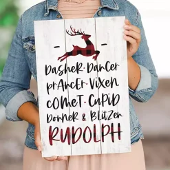 Reindeer List Wood Wall Plaque