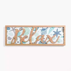Relax Seashell Print Wood Wall Plaque