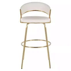 Remy White & Gold Swivel Bar Stools, Set of 2