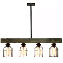 Restored Wood 4-Light Pendant Light