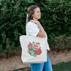 Retro Christmas Ornaments Canvas Tote Bag