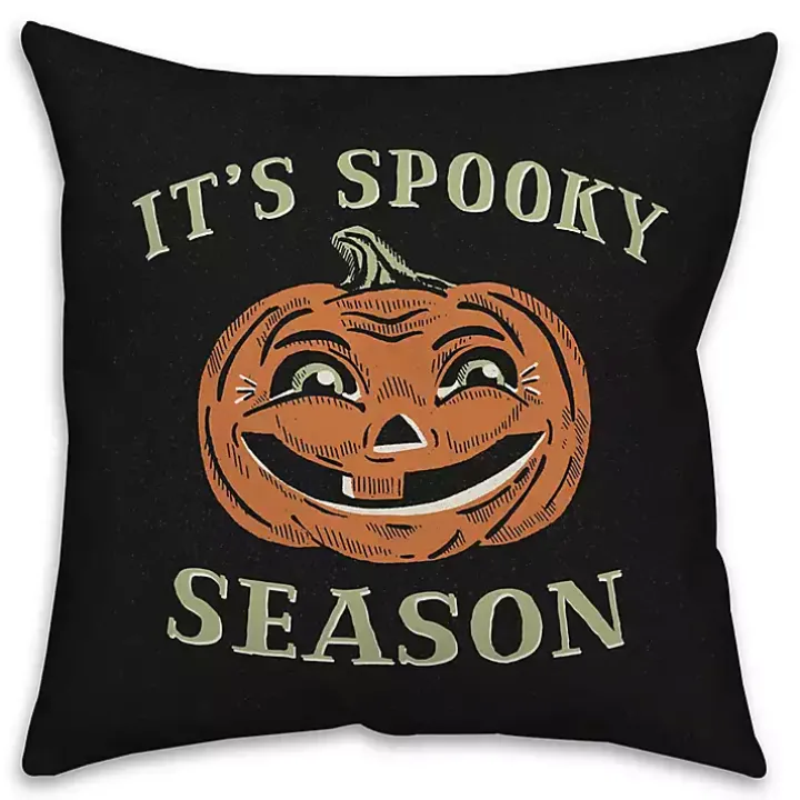 Retro Pumpkin Spooky Season Throw Pillow