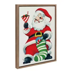 Retro Santa with Martini Framed Canvas Art Print