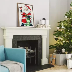 Retro Santa with Martini Framed Canvas Art Print