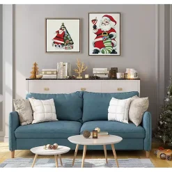 Retro Santa with Martini Framed Canvas Art Print