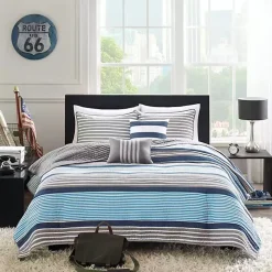 Reversible Stripes 5-pc. Full/Queen Quilt Set