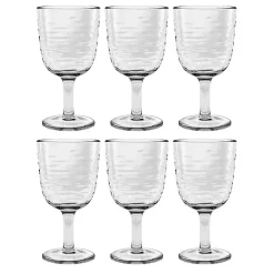 Ripple Clear Shatterproof Goblet Glasses, Set of 6