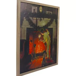 Rockwell Boy Waiting by Fireplace LED Canvas Print