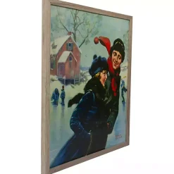 Rockwell Couple Ice Skating LED Canvas Art Print