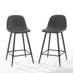 Rorke Black Faux Leather Counter Stools, Set of 2