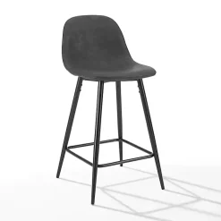 Rorke Black Faux Leather Counter Stools, Set of 2