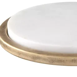 Round Aged Gold and Marble Accent Table