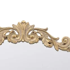 Round Antique Gold Floral Scroll Mirror, 39 in.