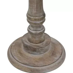 Round Antique Gray Etched Pedestal Accent Table