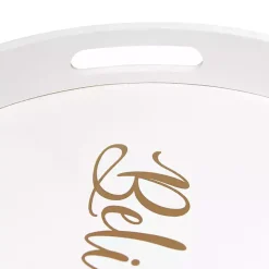 Round Believe White Wood Tray