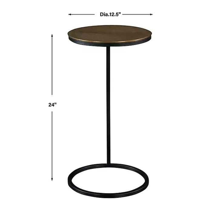 Round Black and Gold Metal C-Table