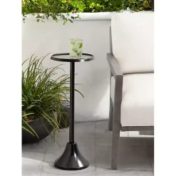 Round Black Metal Layla Accent Table