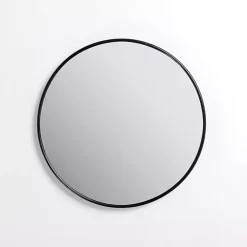 Round Black Nouveau Linear Wall Mirror, 20 in.