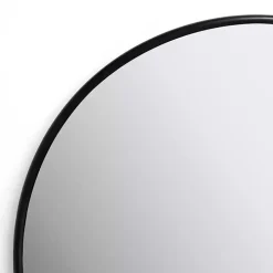 Round Black Nouveau Linear Wall Mirror, 38 in.
