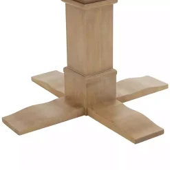 Round Brown Wood Pedestal Base Dining Table