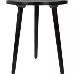 Round Charcoal Floral Engraved Accent Table