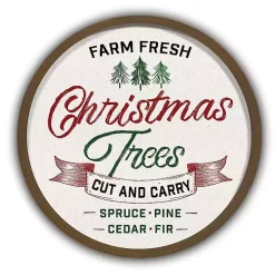 Round Farm Fresh Christmas Tree Wall Plaque