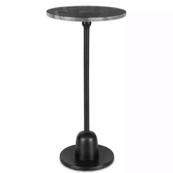 Round Geller Black Marble Accent Table