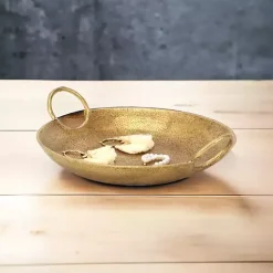 Round Gold Cast Iron Dish with Handles