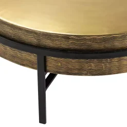Round Gold Hammered Metal Coffee Table