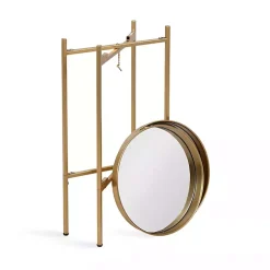 Round Gold Mirrored Foldable Accent Table