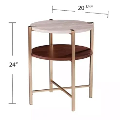 Round Gold 2-Tier Accent Table