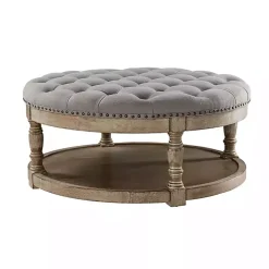 Round Gray Cepheus Tufted Ottoman