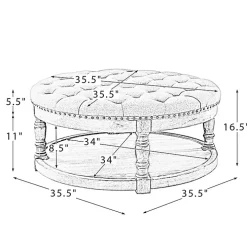 Round Gray Cepheus Tufted Ottoman
