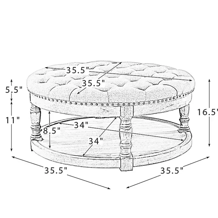 Round Gray Cepheus Tufted Ottoman