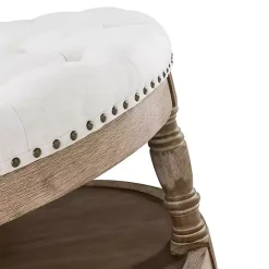 Round Ivory Cepheus Tufted Ottoman