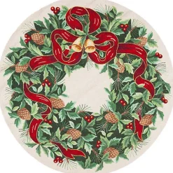 Round Ivory Vintage Poster Hooked Accent Rug