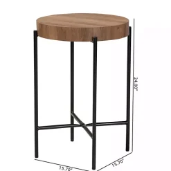 Round Light Brown Wood X Base Accent Table