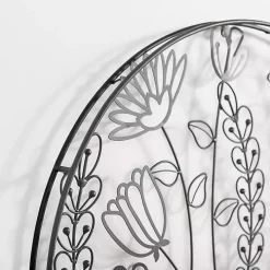 Round Metal Floral Cutout Wall Plaque