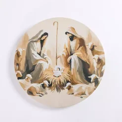 Round Nativity Scene Canvas Art Print