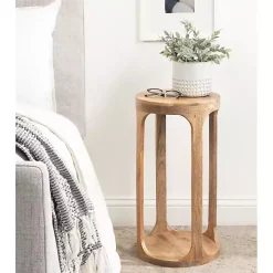 Round Natural Wood Dani Accent Table