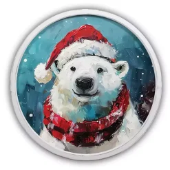 Round Painterly Polar Bear Framed Art Print