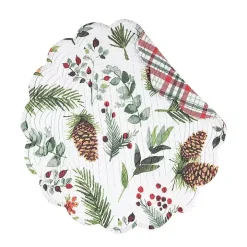 Round Pinecone and Plaid Placemats, Set of 6