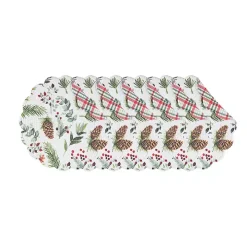 Round Pinecone and Plaid Placemats, Set of 6